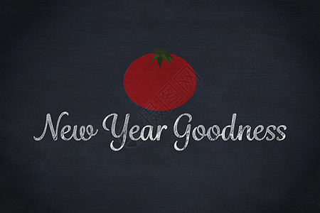 番茄复合图像蔬菜开始水果新年开端黑板背景图片