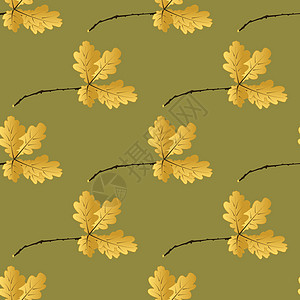 秋季无缝模式绘画艺术落叶植物悲伤棕色墙纸绿色金子季节图片