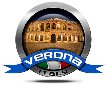 Verona 意大利 - 带有竞技场的金属图标图片