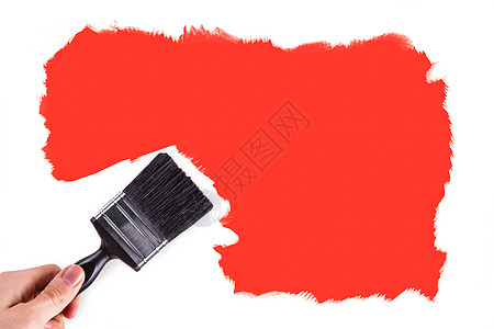 桂林山水画手画白墙和橙色背景