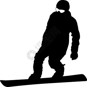 白色背景的黑色双影雪车 矢量误判团体网络滑雪板绘画竞赛乐趣男生男人跳跃木板图片