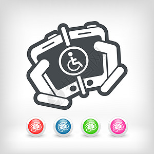 残疾人与残疾人的连接互联网触摸屏工具手机功能电话按钮轮椅技术人士图片