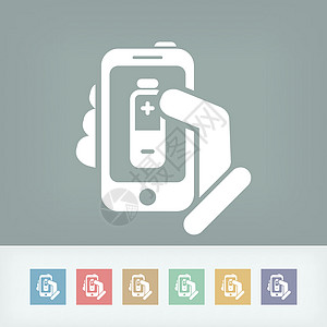 电池级智能手机图标展示力量技术药片活力电脑电话收费触摸屏手指背景图片