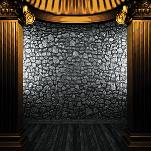 矢量石墙和金柱建筑光泽度青铜古董水泥金属曲线柱子建筑学壁柱图片