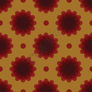 无缝对称花卉装饰矢量圆形黄色圆圈花瓣装饰品红色插图图层墙纸背景图片
