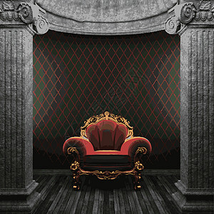 矢量柱 椅子和壁纸织物建筑学红色风格建筑水泥天鹅绒壁柱纺织品座位图片