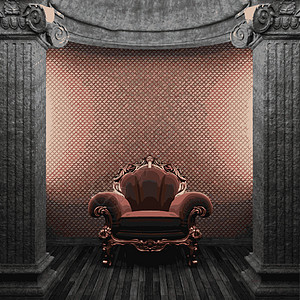 矢量柱 椅子和壁纸建筑红色黏土房间建筑学风格曲线柱子纺织品古董图片