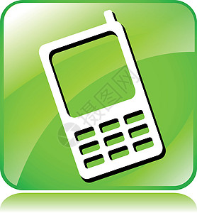 绿色手机图标电话网络正方形按钮背景图片