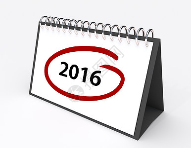 2016年日历规划师圆圈组织笔记插图会议红色背景图片