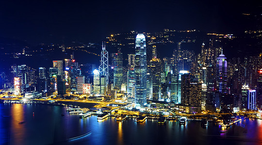 香港之夜地方地标办公顶峰城市市中心夜景港口场景大楼图片