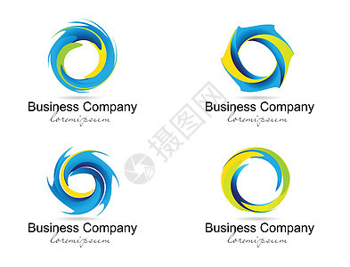 公司企业业务徽标创造力标识商业圆圈插图推广螺旋蓝色品牌卡片背景图片