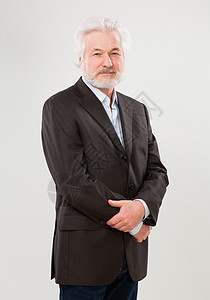 英俊的老年诉讼商务人士灰色胡须男性男人祖父头发喜悦白色微笑胡子图片