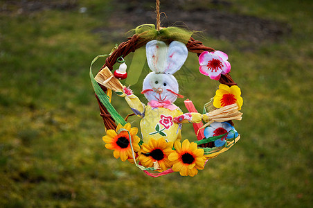复活节兔子玩具野兔装饰品背景图片