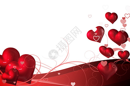 情人心脏设计绘图计算机红色背景图片