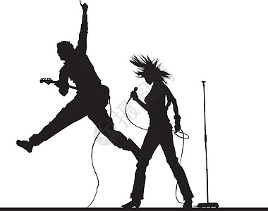 摇滚乐队音乐家成人展示吉他手团体吉他插图剪影唱歌黑色图片