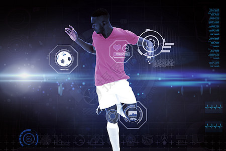 足球运动员的复合图象饮食运动监控计算机黑色数字运动服未来派男性火花图片