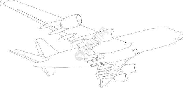 飞机的图样 底视图 矢量说明引擎客机曲线插图机身假期喷射剪影运输草图图片