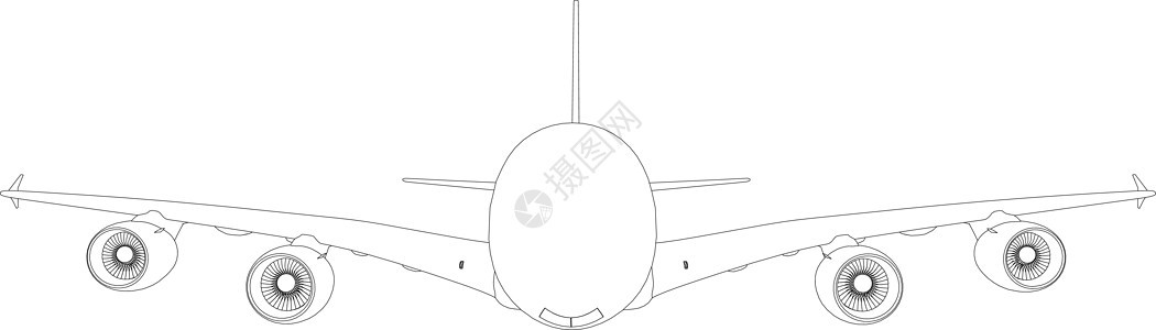有线框架飞机 前视场 矢量图示图片