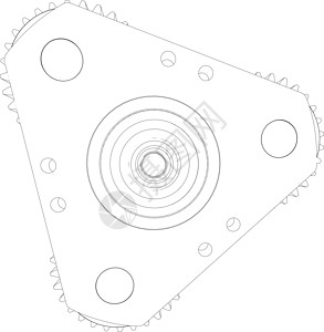 电线框架齿轮 前视图 矢量插图车轮传动装置工业绘画机器剪影草图工程机械图片