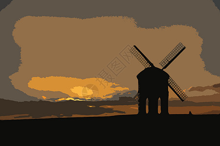 日落时切斯顿风车石头建筑风帆图片