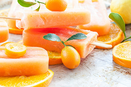 自制橙色冰棒食物甜点茶点橘子乡村水果冰淇淋血橙汽水食谱图片