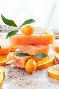 自制橙色冰棒冰柜橘子汽水冰淇淋橙子水果乡村茶点血橙甜点图片