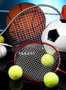 四种运动 很多球什么的反射行动皮革红色手球休闲冰球闲暇棒球网球图片