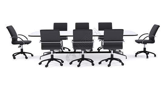 会议桌和黑色办公用椅子 孤立的图片