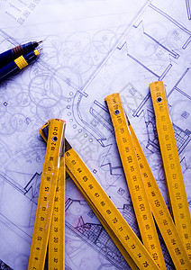 纸面设计内部建筑结构规划的建筑图项目承包商架构蓝图设计师草稿计划建设者测量方案图片