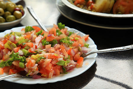 摩洛哥番茄沙拉香菜洋葱文化食品沙拉美食黄瓜餐饮食物图片