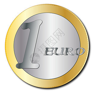 欧元币金属金子货币圆形白色花费圆圈硬币插图图片