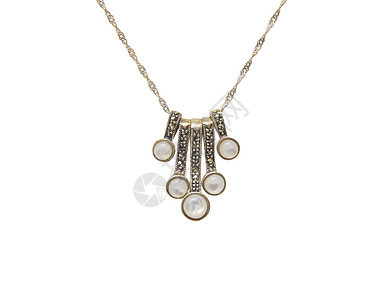 银项链在白色背景上被孤立奢华魅力宏观首饰吊坠金子珠宝金属礼物宝石图片