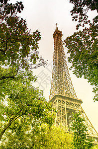 巴黎夏季被树木包围的地标城市蓝色场景旅游天空建筑学建筑天际景观旅行图片
