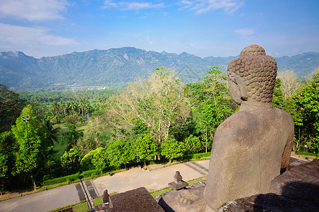 印度尼西亚爪哇的波罗布尔寺庙传统地标游客佛塔旅游历史文化雕塑建筑学雕像图片