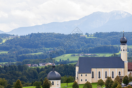德国教堂在irschenberg的巴伐利亚教堂背景