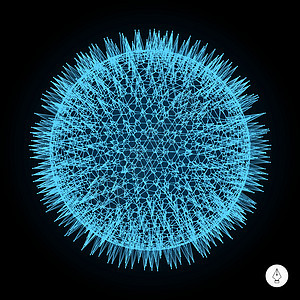 3D领域 技术概念 矢量说明力量插图闪光细胞圆圈球体光束网络地球生物学图片