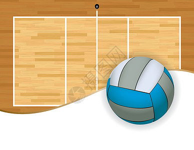 排球和带复制空间的法院说明图片
