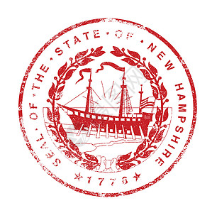 新罕布什尔海豹橡胶印章橡皮绘画墨水红色艺术邮票艺术品插图图片