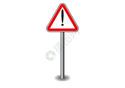 在棍棒上的红色三角形中签名感叹标记按钮安全警告交通插图事故黑色冒险危险网络图片