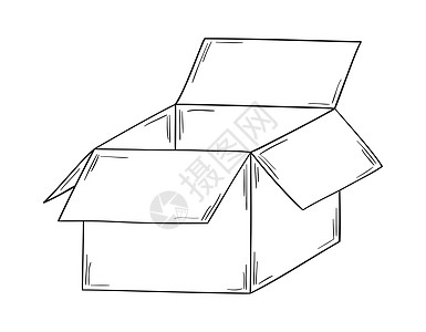 打开的纸盒打开纸框纸板货物店铺邮件木板回收商业礼物垃圾桶案件插画