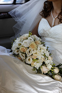 婚礼花束女性传统已婚新娘黄色婚姻裙子花朵白色图片
