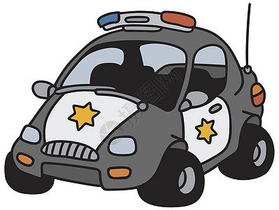 有趣的警用车车辆白色发动机卡通片救援犯罪城市黑色汽车背景图片