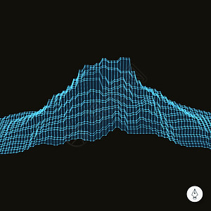 摘要地貌背景 网络空间网多边形技术地理波浪状地形科学宽慰插图格子爬坡图片
