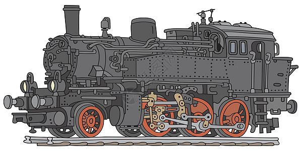 旧蒸汽机车铁路车辆运输引擎火车公报红色卡通片黑色盘子图片