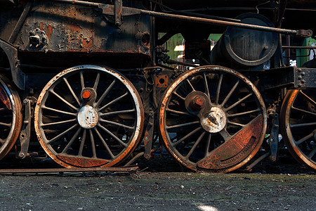 旧列车轮轮子黑色货运机器车辆运输火车旅行工业机车图片