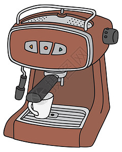 红电浓缩咖啡机咖啡店卡通片制作者渗滤器饮料杯子咖啡味红色咖啡机器图片