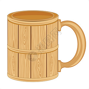 木杯杯绝缘木头白色背景工艺插图菜肴酒吧图片