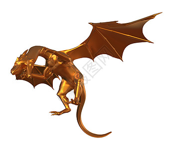 腾飞的黄金龙翅膀幻想金子神话爬虫艺术插图动物童话魔法图片