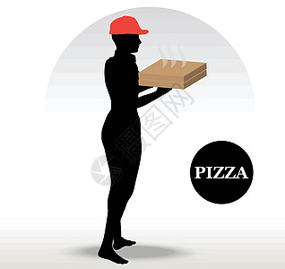 比萨送货员女孩餐厅白色男生厨师草图插图披萨盒服务盒子图片