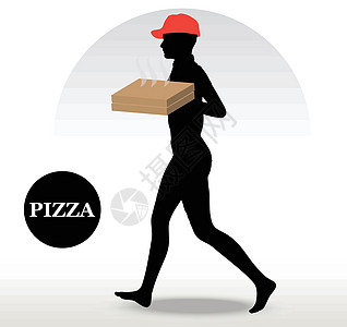 比萨送货员青少年披萨盒草图披萨厨师服务插图送货女孩餐厅图片